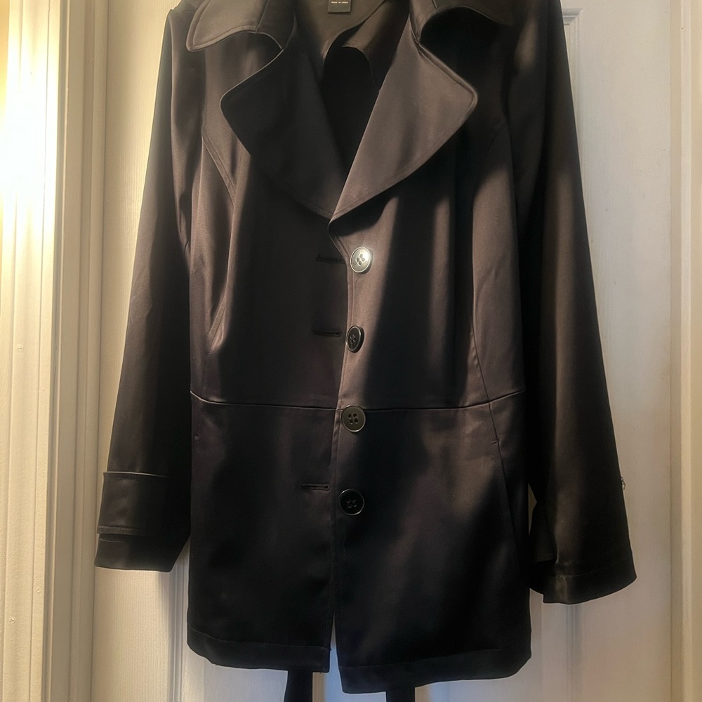 Lane Bryant Black Trench Coat with Wide Lapel Collar Size 24